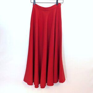 VINTAGE 80s Ralph Lauren | Lightweight Wool Midi Skirt in Cherry Red | Size 4*